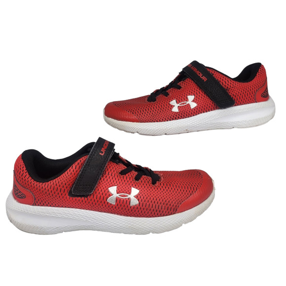 Under Armour Shoes Youth 3.5 Red Black White Low Tops Running Tennis Sneakers